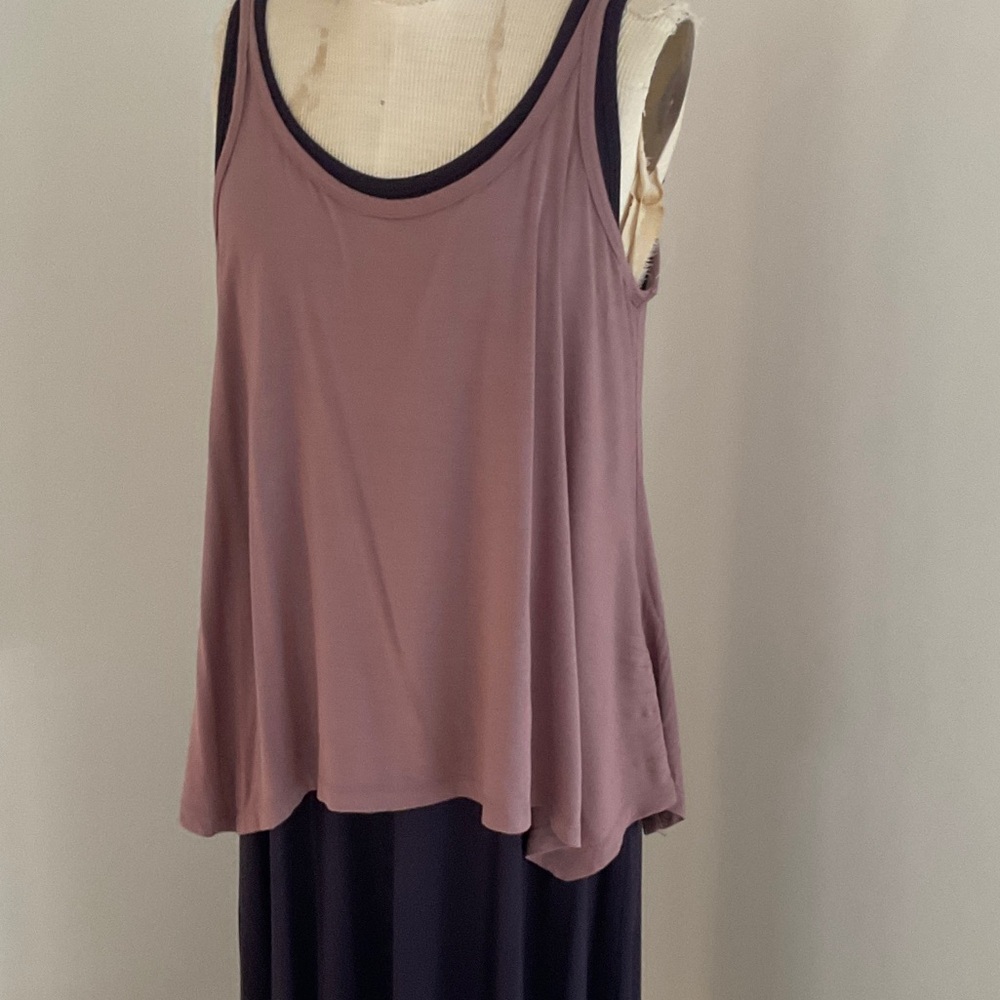 Sleeveless 2 piece tank dress in purple and mauve